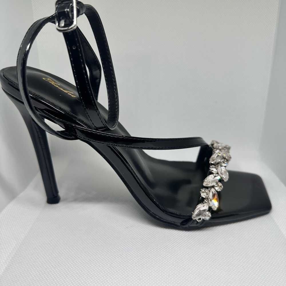 Cape Robbin Black Heels with Jewel Accents